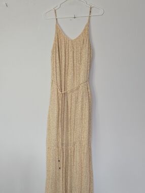 Gentle Fawn Light Cream and Yellow Floral Maxi Dress Feminine Bohemian Large